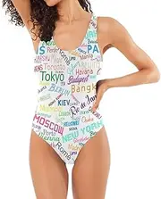 [Joitme] Halloween Pumpkin on Black Checkered Women's One-Piece Swimsuits Tropical, Women Swimwear One-Piece S-XL