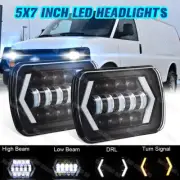 For Chevy Express 1500 2500 3500 Cargo Van DOT 5x7" 7x6" LED Headlight Hi/Lo DRL