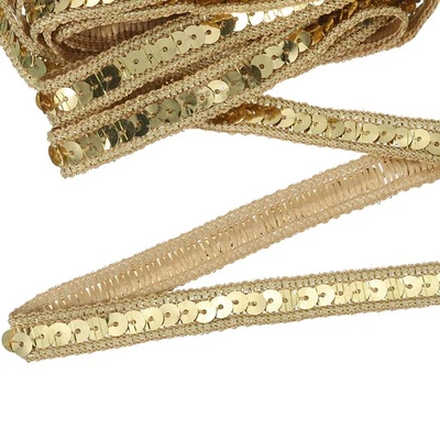 11 Yard Sequins Trim Ribbon 0.5 Inch Sequin Gimp Braid Trim, Gold