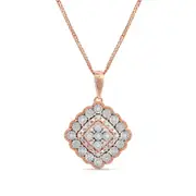 0.07 CT. T.W. Natural Diamond Scallop Frame Antique Vintage-Style Pendant in 10K Rose Gold