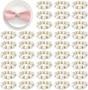 [APTWOW] Pearl Gold Napkin Rings Set of 100 - Imitation Pearl Napkin Holder, Disposable White&Gold Napkins Rings Bulk for Wedding Party Birthday Banquet Table Decor and Daily Use