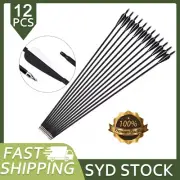 12PK Archery 30" Carbon Arrows SP500 Hunting Arrowheads for Compound Recurve Bow