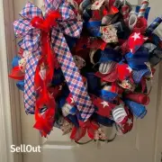 Patriotic Deco Mesh Wreath RWB XXL Blue Door Decor Holiday Decor Handmade USA