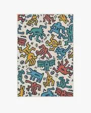 120' x 185' | Machine Washable Runner Rug | Kid & Pet Friendly | Indoor Rug | Block Party Multicolour Flatwoven Rug by Keith Haring | Ruggable
