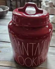 RAE DUNN LARGE RED CHRISTMAS CANISTER SANTA'S COOKIES