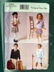 Vogue For Me 7414 Boys Girls Jacket Skirt Pants Shorts Sewing Pattern Sz 4 UNCUT