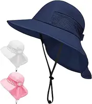 [JinBei] Unisex Baby Sun Hat Children's Summer Hat UV Protection 50+, Toddler Breathable Beach Hat with Neck Protection and Wide Brim, Beach Hat Adjustable Ties Girls Boys Summer Hat