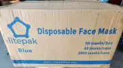 2000pcs Litepak Premium Disposable Face Mask 3-Ply SOFT Comfort Earloops BlUE
