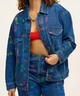 Lucy and Yak Women’s Jacket Gallaway Yaket Denim Art Attack Grey 24” ptp