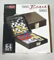 Life Style Travel board games 6 in 1 in a soft leatherette case (B55)