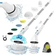 RXKJ Rotating Electric Mop - Cordless Cleaning Brush, Electric Cleaning Brush with 6 Replaceable Brush Heads, Shower Mop with Adjustable Handle, Electric Shower Brush