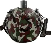 Nyutcwe Canteen 5x7x2 Leakproof Stainless Steel Canteen with Camouflage Cover & Strap, Portable Multi-Functional Water Bottle for Outdoor Camping Hiking, 550ML