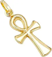 [The World Jewelry Center] 14k Yellow Gold Religious Ankh Cross Charm Pendant - 2 Different Size Available