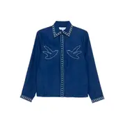 [Maison Labiche] Maison Labiche Vallès Bird-embroidered Shirt M BLUE