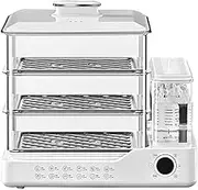 24L Capacity Food Steamer, 3 Tier Electric Steamer, Display Touch Screen, 12 Hours Appointment, 1.5L Independent Water Tank, Compact Easy to Store Design, 800W