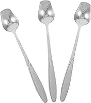 GRADENEVE 3pcs Rose Flower Design Spoons Elegant Metal Dessert Stirring Spoons for Kitchen Tableware for Weddings Parties and Everyday Use