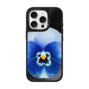 iPhone 16 Pro Mirror Case MagSafe Compatible Blue Pansy