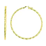 14K Yellow Gold Shiny Diamond Cut Hoop Earrings, Diameter 45mm