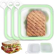 3Pcs Silicone Sandwich Box, Silicone Sandwich Container for Lunch Boxes, Reusable Food Container with Lid, BPA Free Toast Box,Toast Snack Container for Kids Adults,Microwave Safe