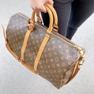 二手旗艦 LV M41418 KEEPALL 字紋 旅行袋 行李袋 附背帶 45CM (中友店)