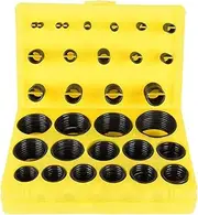 Lyaciomn Universal O-Ring Assortment Kit 30Size Nitrile O Ring Seal Washer Sealing NBR O-Ring Gasket Yellow Assortment Set Kit Box (386PCS)