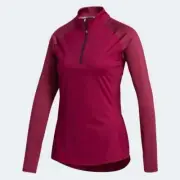 ADIDAS Women's Burgundy 1/4 Zip Solid Long Sleeve Polo RRP £50
