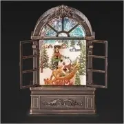Lighted Swirl Window Santa, Sleigh Scene Snow Globe, 8.7-Inch Height, Christmas