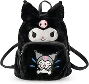[YCVBCY] Kuromi Cartoon Plush Backpack Cute Children's Backpack with Adjustable Shoulder Strap Cartoon Character Plush Backpack School Backpacks for Boys and Girls 23 x 24 x 12 cm, multicoloured,