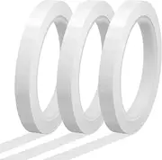 uxcell Whiteboard Tape 12mm x 66m Pinstripe Graphic Chart Line Grid Marking Tapes for Classroom Office Dry Erase Board Art, White, Pack of 3