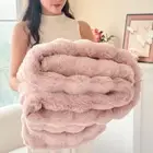 1Pc Double-Sided Faux Rabbit Fleece Blanket Plush Fur Sofa bed Warm Quilt Cover