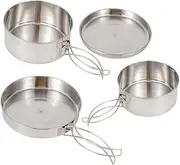 BESPORTBLE Stainless Steel Camping Cookware Set 2-3 Person Outdoor Cooking Pan Bowl Cooking Supplies Easy to Clean