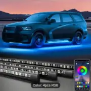 4 Pcs RGB Card Led Lights Bar, Car Led Lights With App