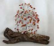 Crystal Gemstone Courageous Tree of Life 300 Carnelian & Clear Quartz stones