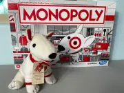 Monopoly Target Edition Game Exclusive New and 2005 Plush Dog Bullseye Mascot