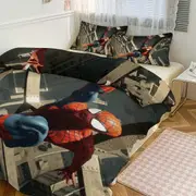 a2546 Cartoon Spiderman Kid Boy Room Decor Size Bedding Set for 3 Piece Bedding with 1 Flat Sheet And 2 Pillowcases Twin jfr2546