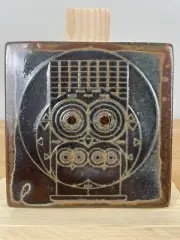 Motawi Tileworks 6x6 CHARLEY HARPER Mcm Family Owlbum Moonstone Glaze Test Tile
