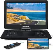 GOnavidio 18" Portable DVD Player with 16" Large Screen, Inbuilt 5H Rechargeable Battery, 1600x900 High Resolution, Support HDMI Input, Sync Screen, USB/TF, Last Memory, Region Free