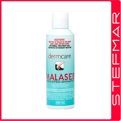 Dermcare Malaseb Medicated Shampoo 250ml Dog Dermatitis Allergies Fleas Mites