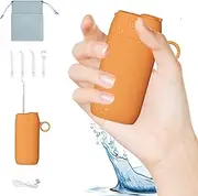 EVURU Portable Water Flosser,Mini Cordless Oral Irrigator,Water Teeth Cleaner Pick for Travel and Home,Water Flosser for Teeth,Gums,Braces,Dental Care,Telescopic Water Tank,3 Modes,IPX8 Waterproof,Yellow