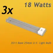 3 PCS UV Light Bulbs 18W Watt G11 Base 4 Aquarium Pond UV Sterilizer Clarifier