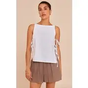 Petite White Tie Side Detail Top, White