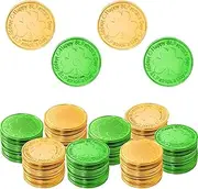 baotongle 200pcs St. Patrick's Day Gold Green Lucky Coins Irish Themed Party Favors Decor Good Luck Tokens for Celebrations