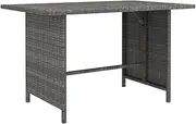 [vidaXL] Garden Dining Table - Grey Poly Rattan Outdoor Table with Powder-Coated Steel Frame - Versatile and Lightweight for Garden, Patio, Deck