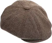 [Ipetboom] Retro Octagonal Beret Hat for Men and Women Warm Twill Pattern Fashion Cap Stylish Vintage Seasons Light Brown