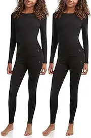 [Spyder] Women's Thermal Underwear Set - 4 Piece Brushed Back Fleece Lined Long Johns Base Layer Set for Women (Sizes: S-XL)