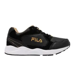 Fila 慢跑鞋 J814V 路跑 休閒鞋 童鞋 女鞋 斐樂 基本款 緩震 輕量 中大童 黑 金 3J814V009 [ACS 跨運動]