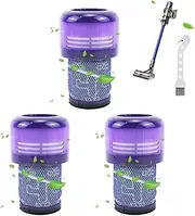 3 Pack Filter for D-yson V12 Detect Slim Absolute Vacuum Cleaner with Cleaning Brush, Washable Spare Parts Filter Accessories for D-yson Filters Replacement Part 971517-01