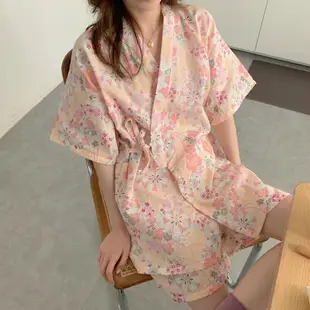 日系ins睡衣女夏季新款短袖短褲韓版甜美和服學生可愛兩件套裝