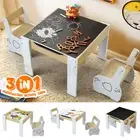 Kidbot Kids Table and 2 Chair Set Children Chalkboard Toy Storage Activity Desk