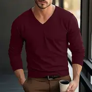 Men's Christmas Sweaters Dress Sweater Wool Sweater Pullover Sweater Jumper Jumper Ribbed Knit Regular Tops Knitted Slim Fit Plain V Neck Modern Contemporary X